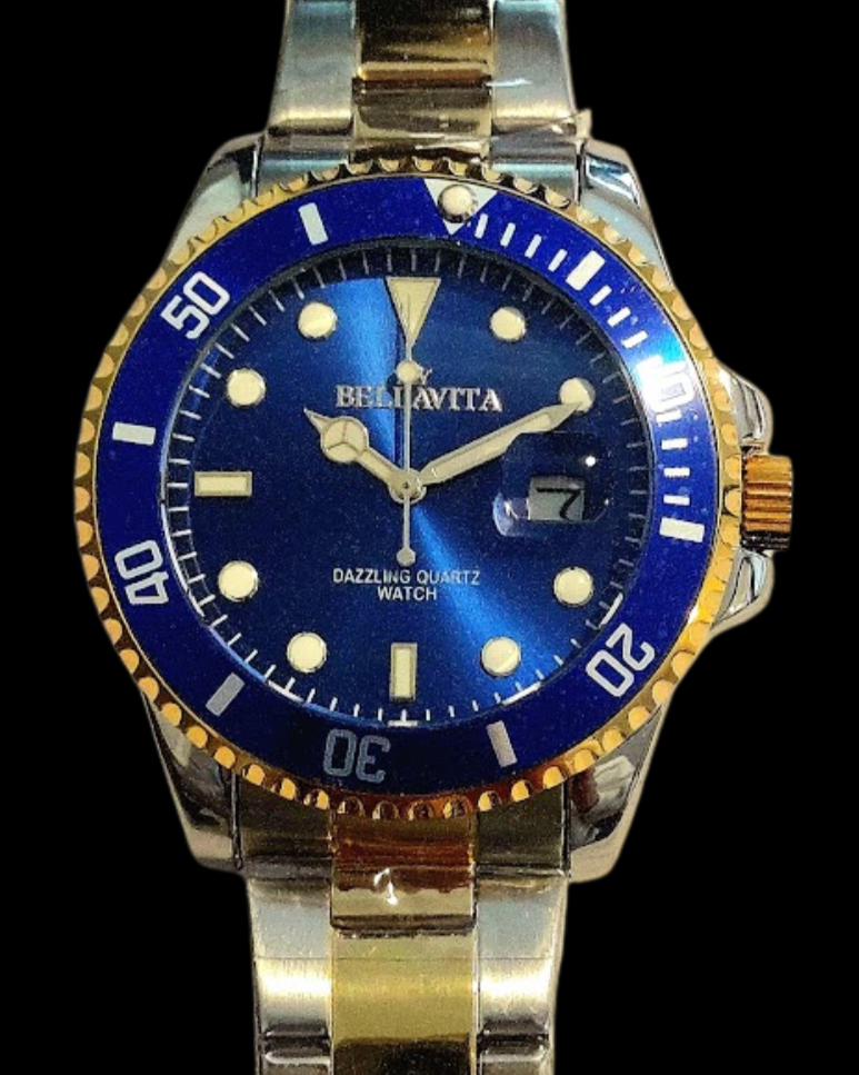 Bellavita Sport Watch -- Two-Tone Blue