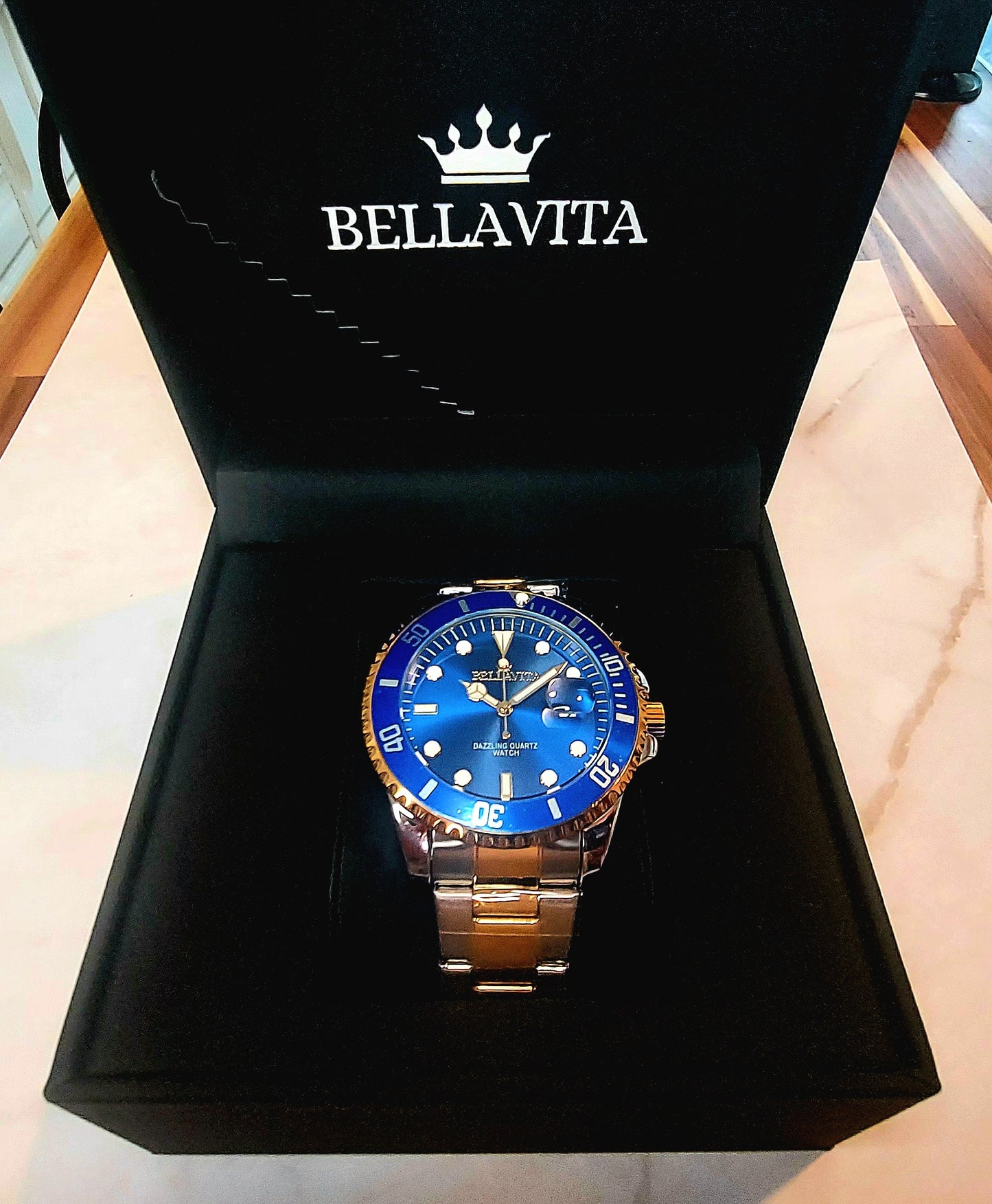 Bellavita Sport Watch -- Two-Tone Blue