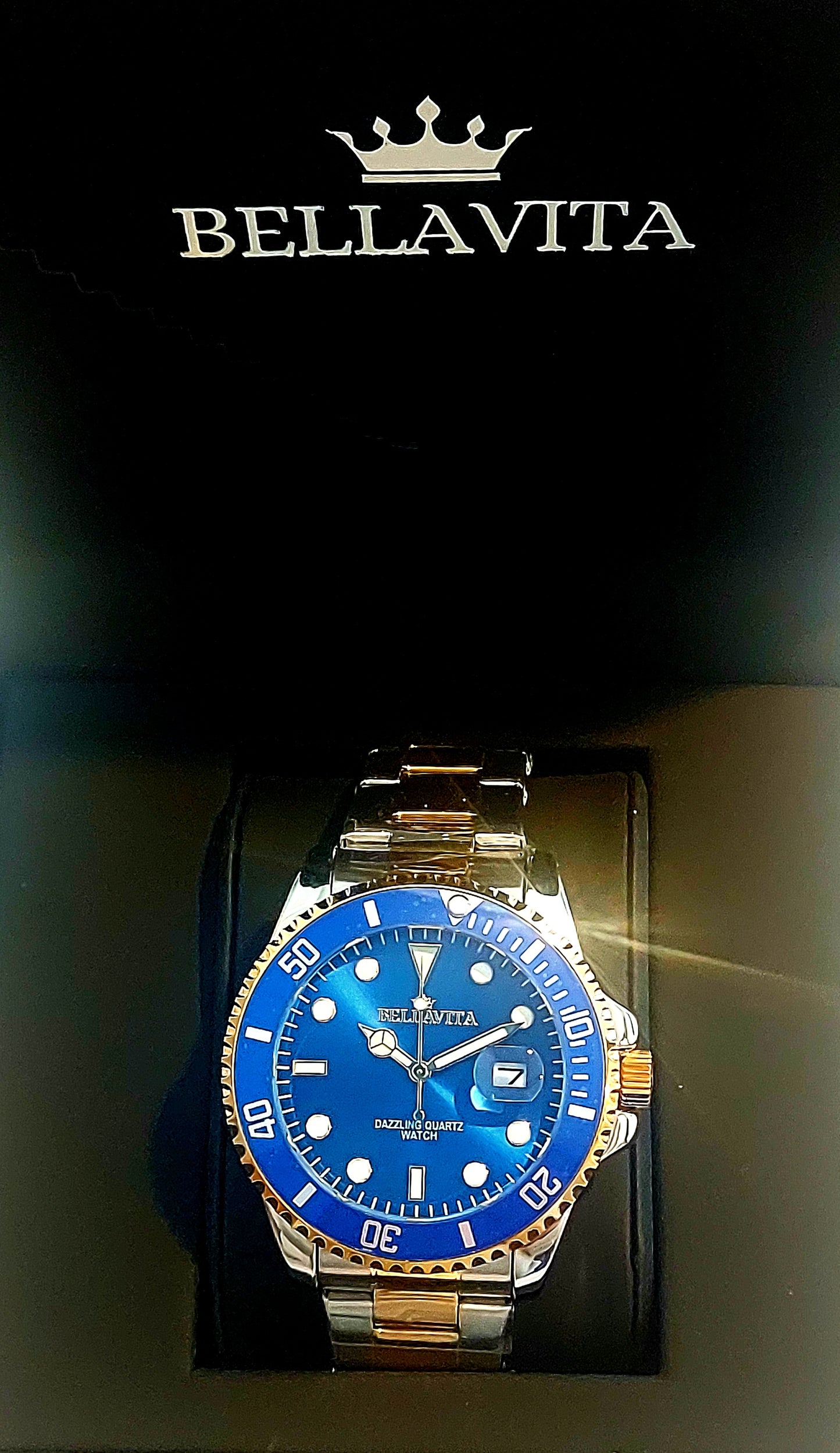 Bellavita Sport Watch -- Two-Tone Blue