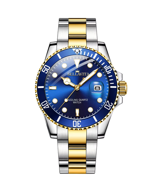Bellavita Sport Watch -- Two-Tone Blue